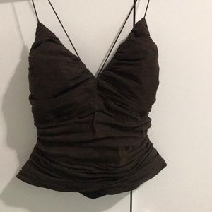 Dark Brown Ruched Top